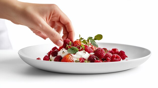 Hand plating a dish